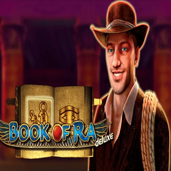 Official Slots logo: Book of Ra Deluxe by Novomatic at Vegasino Casino
