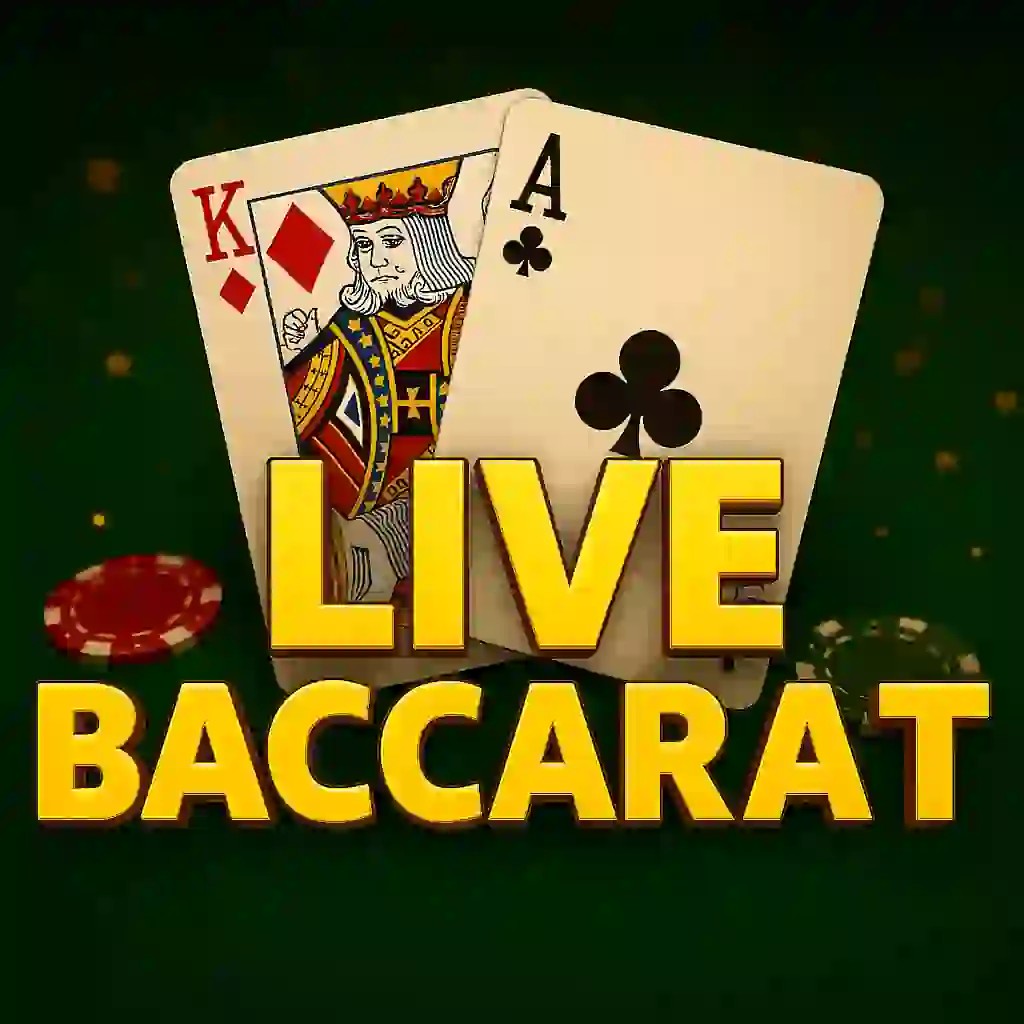 Live Baccarat slot icon by Evolution, available at Vegasino Casino